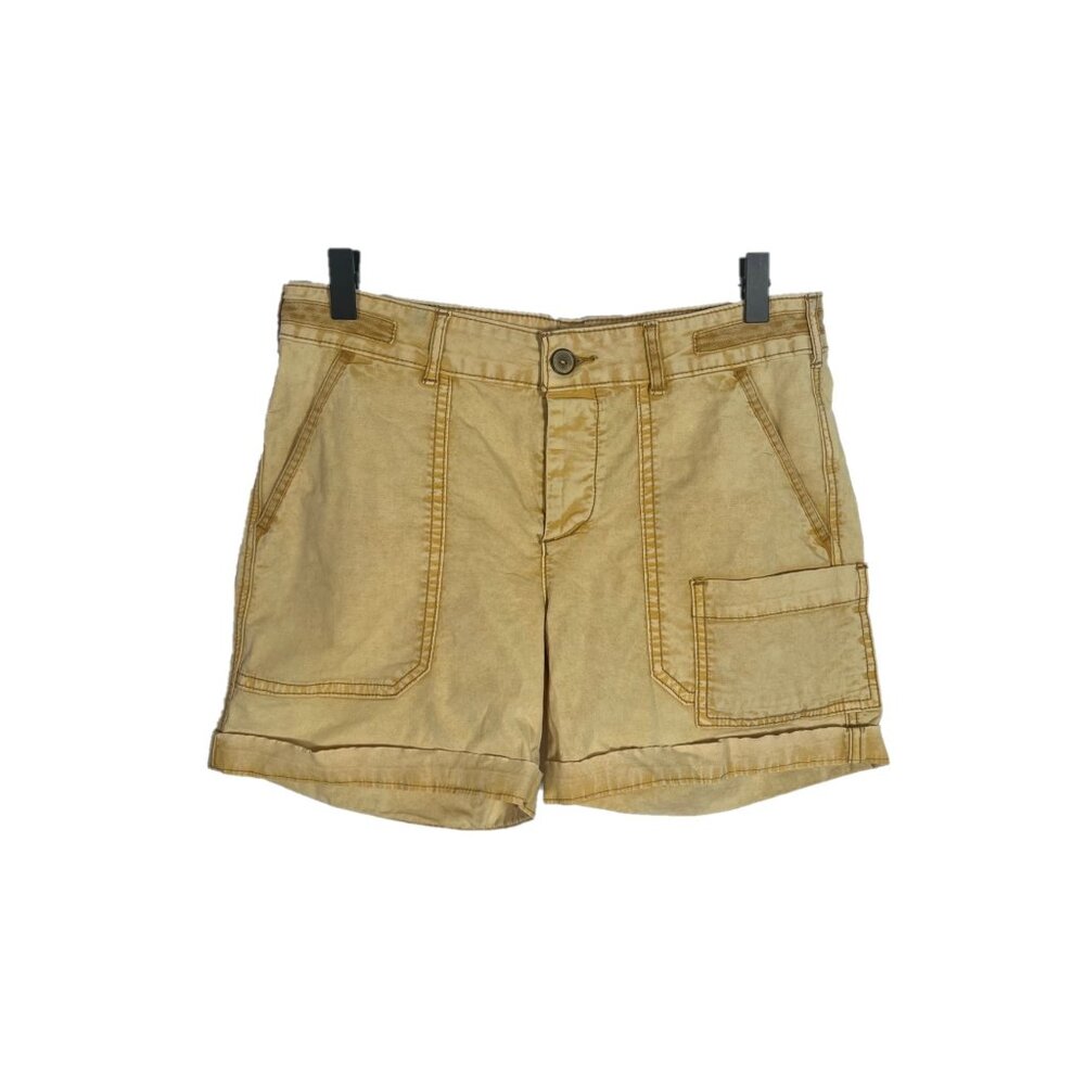 Anthropologie Hei Hei Mustard Yellow Button Fly Distressed Chino Shorts Size 27